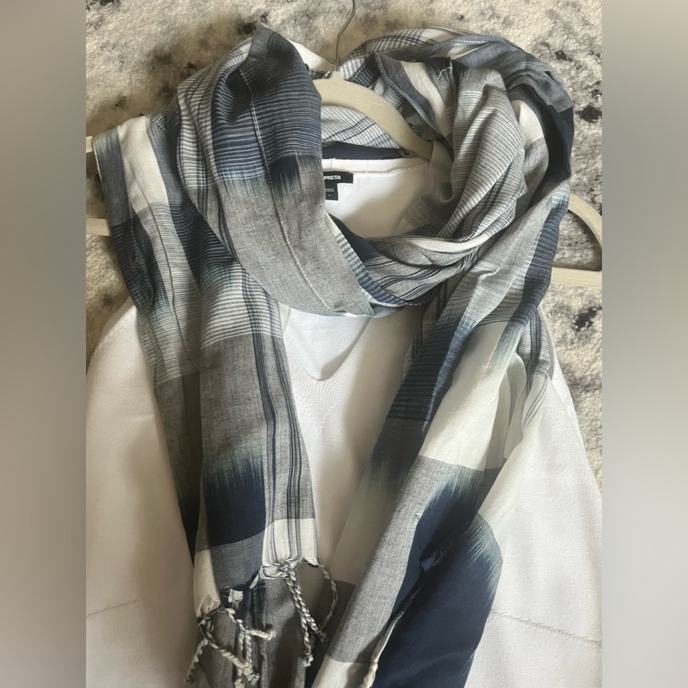 American Eagle Blue and White Patchwork Scarf